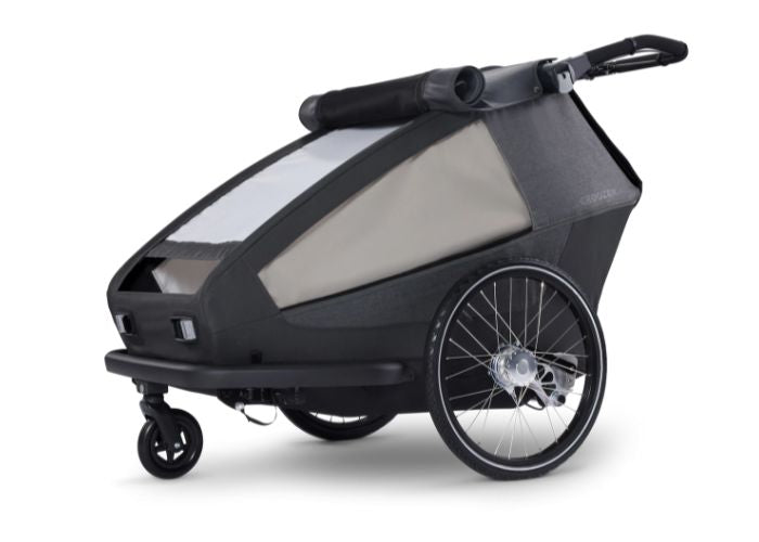 Croozer Yuuna modular bike trailer with climate control ventilation and sun shade protection